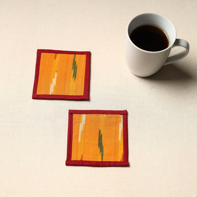 Orange Handmade Cotton Coasters (Set of 2)
