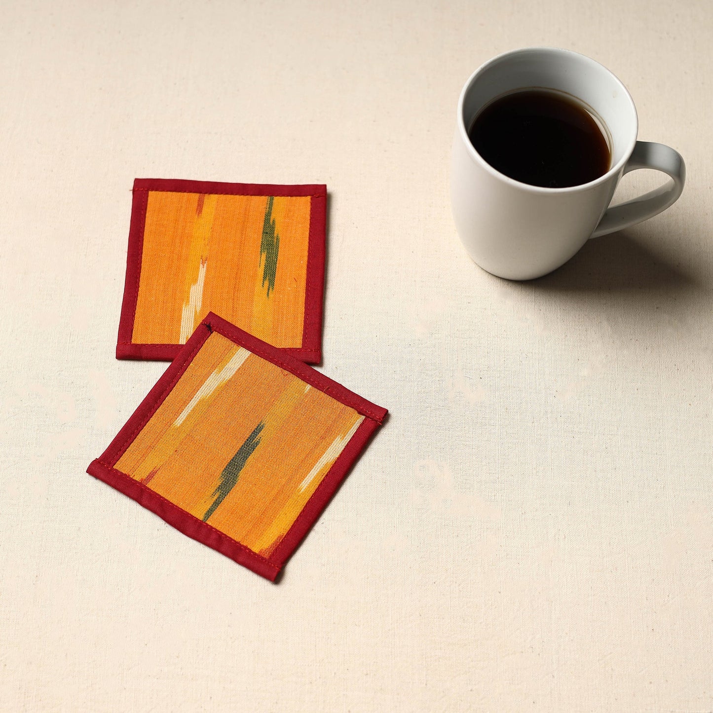 Orange Handmade Cotton Coasters (Set of 2)