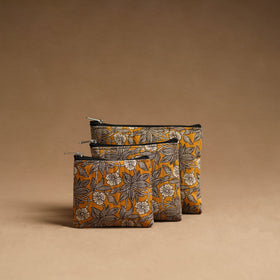 Orange - handmade cotton multipurpose utility pouches (set