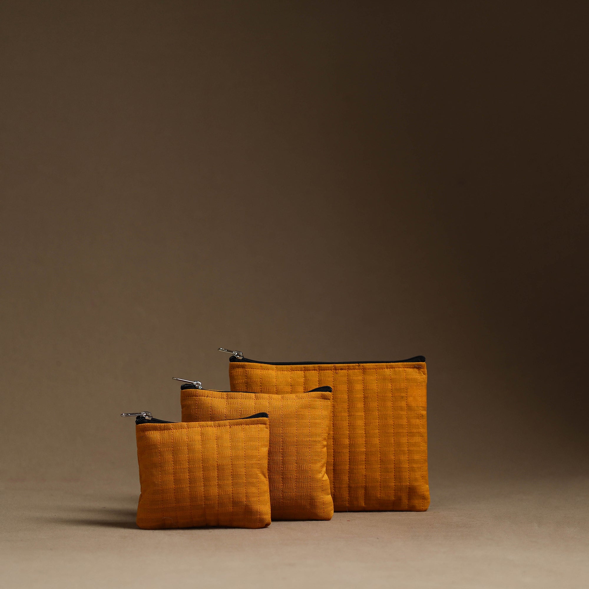 Orange - handmade cotton multipurpose utility pouches (set