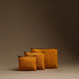 Orange - handmade cotton multipurpose utility pouches (set