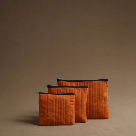 Orange - handmade cotton multipurpose utility pouches (set