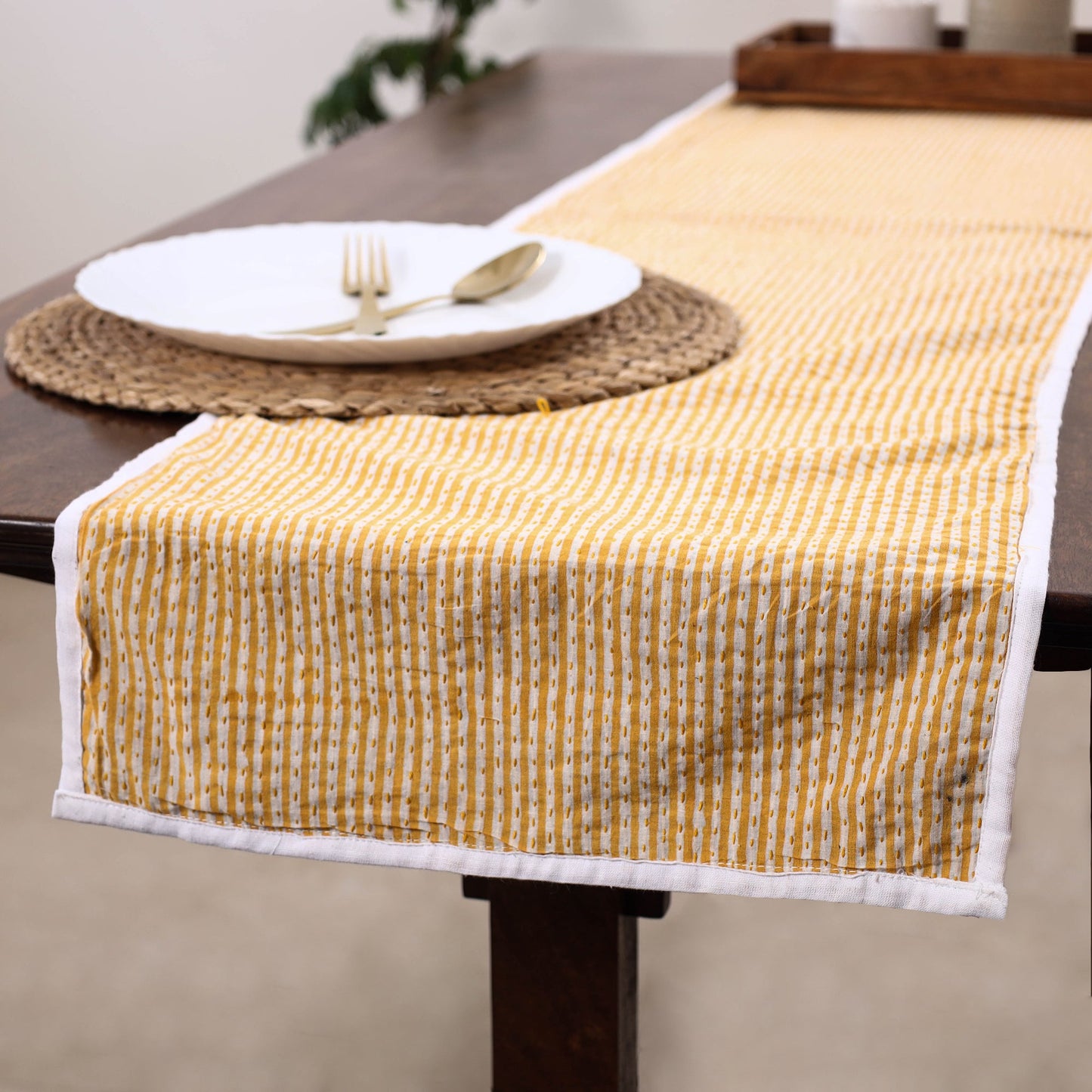 Orange Handmade Cotton Table Runner