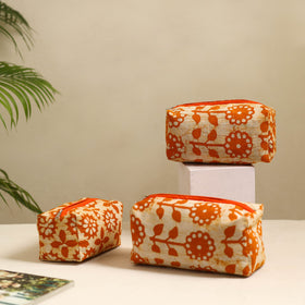  Orange Handmade Cotton Toiletry Bags (Set of 3)