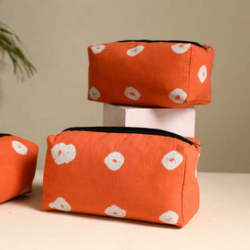  Orange Handmade Cotton Toiletry Bags (Set of 3)