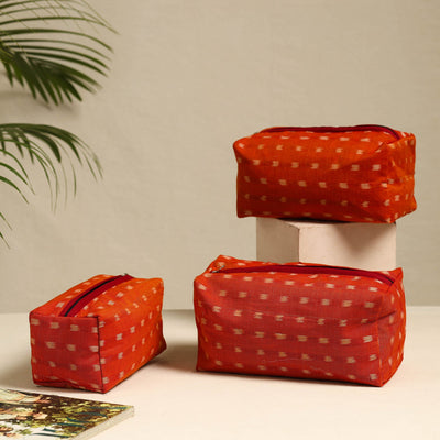  Orange Handmade Cotton Toiletry Bags (Set of 3)