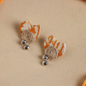 Orange - handmade fabart jute necklace set 16 - handcrafted