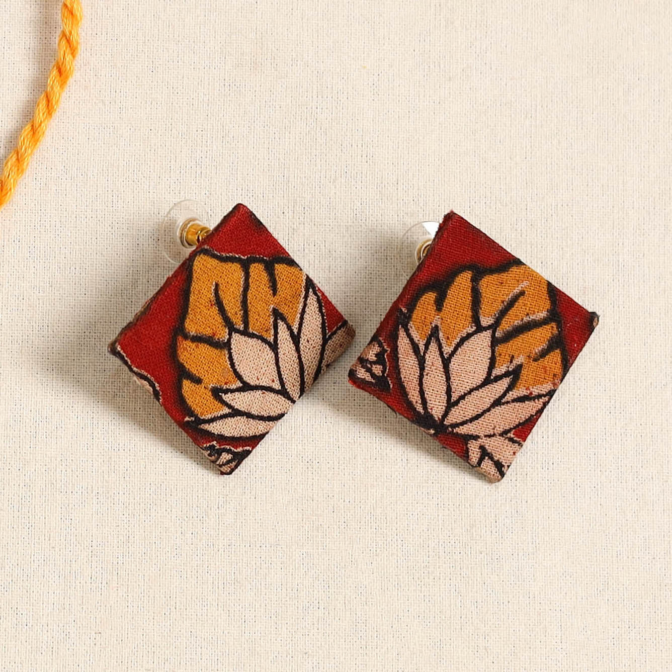 Orange - handmade fabart necklace set 17 - handcrafted