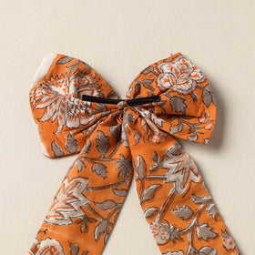 Orange Handmade Fabric Bow Hair Clip