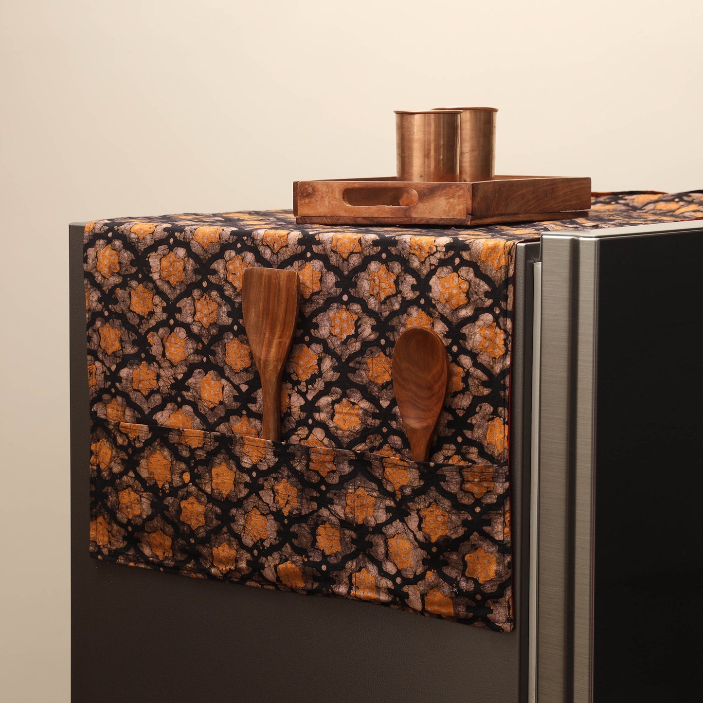 Handmade fridge top cover with multiple pockets 16