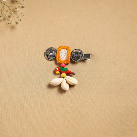 Handmade gs shell & thread work hair clip 30 - handcrafted