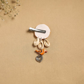 Handmade gs shell & thread work hair clip 49 - handcrafted