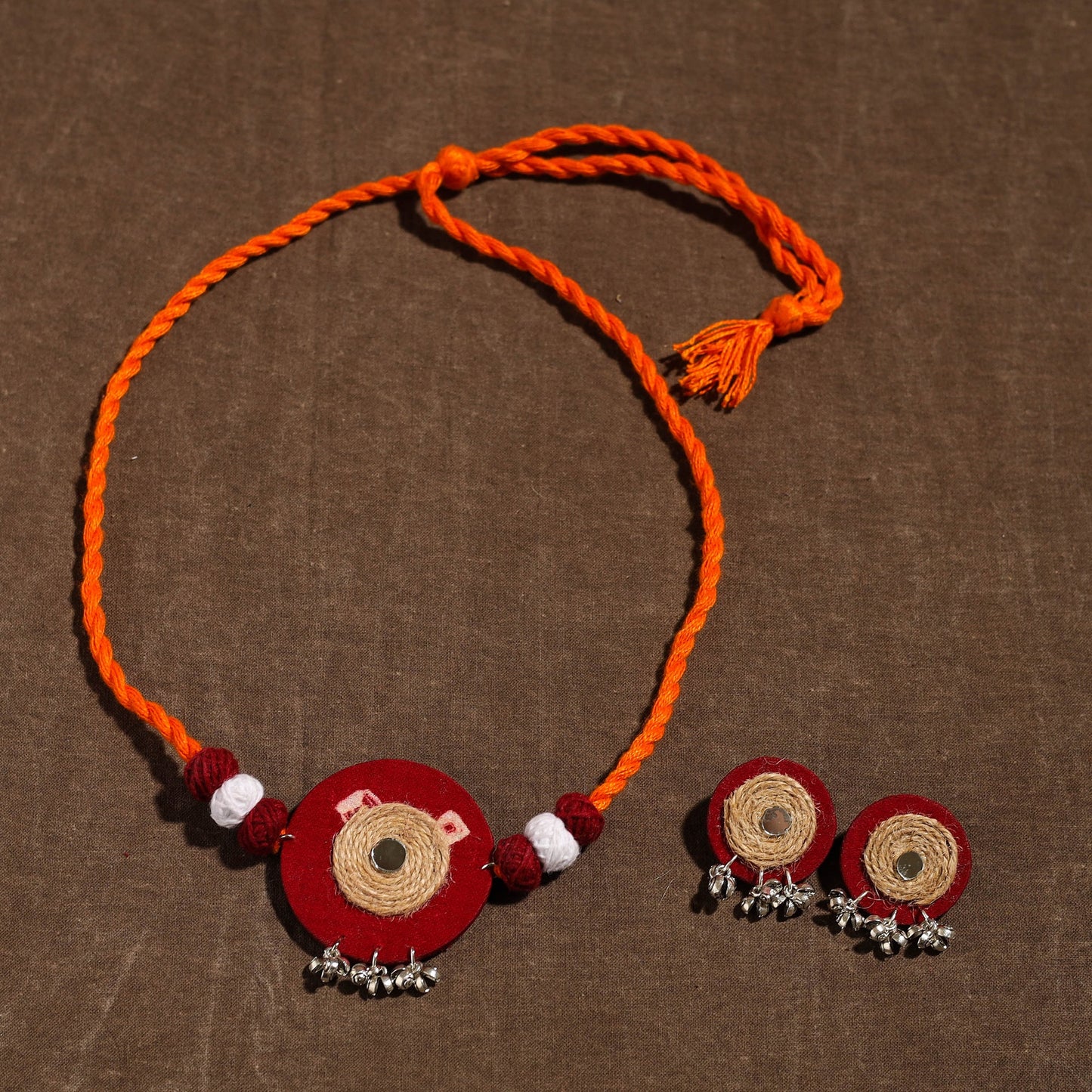 Handmade Jute Fabart Necklace Set 37