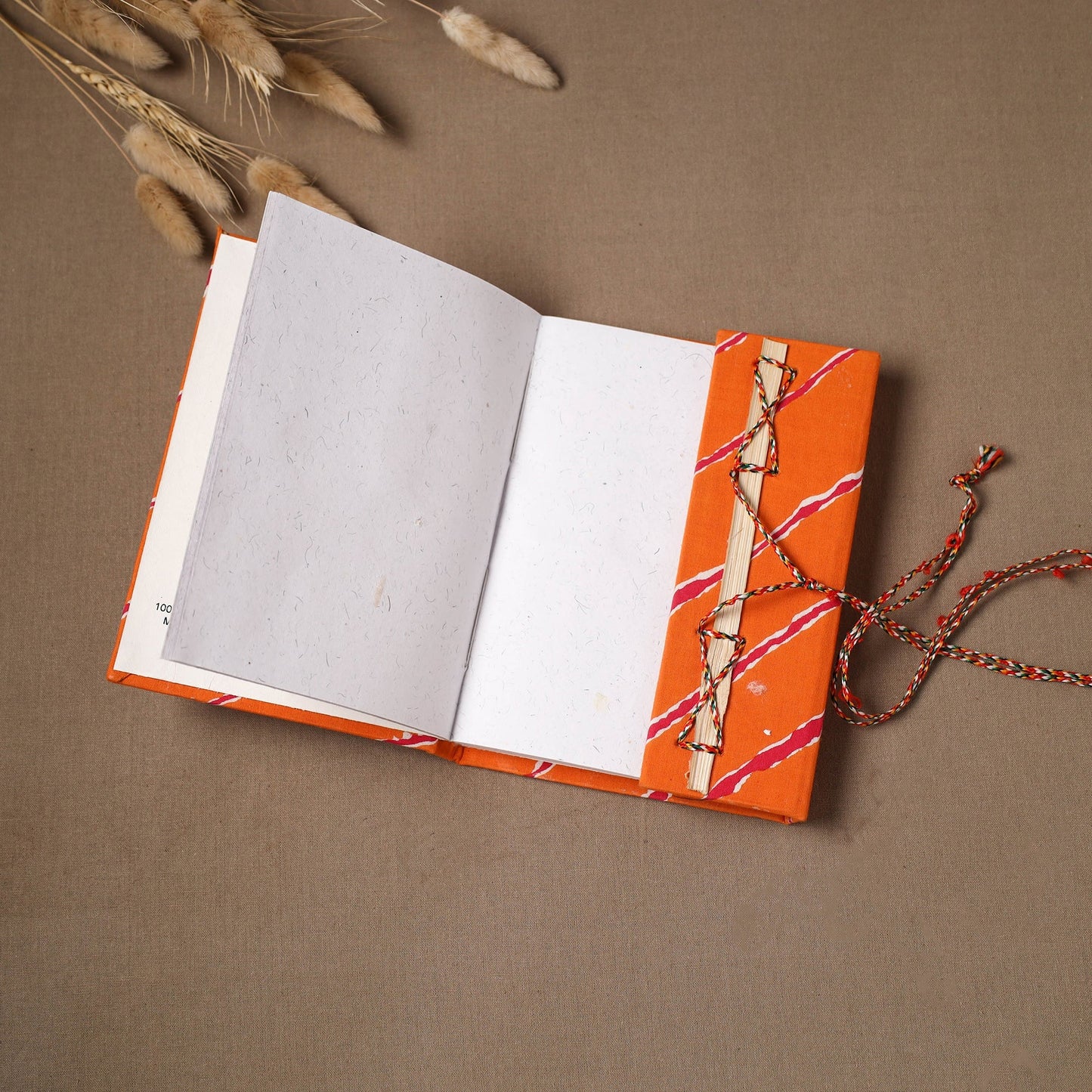 Handmade paper leheriya fabric cover notebook with thread