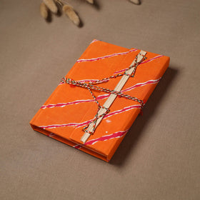 Handmade paper leheriya fabric cover notebook with thread