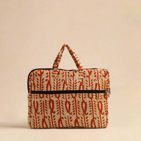  Orange Handmade Quilted Cotton Laptop Bag