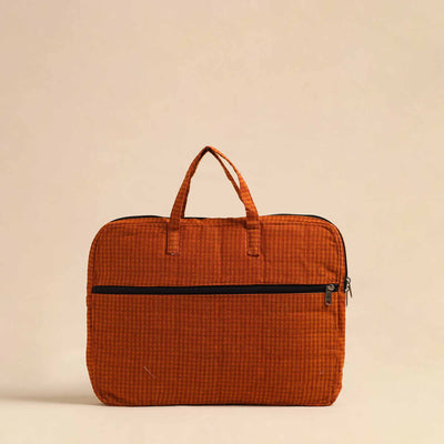  Orange Handmade Quilted Cotton Laptop Bag