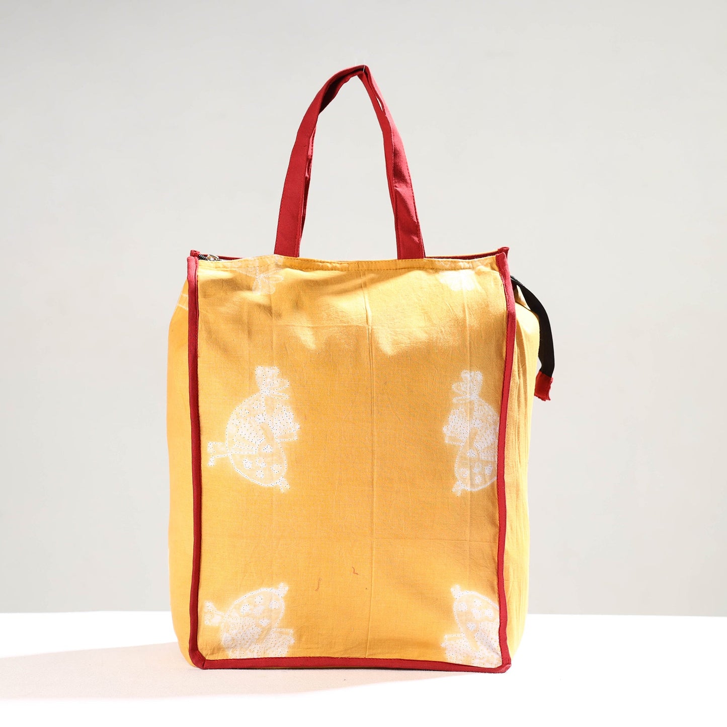 Orange Handmade Shibori Tie-Dye Cotton Shopping Bag