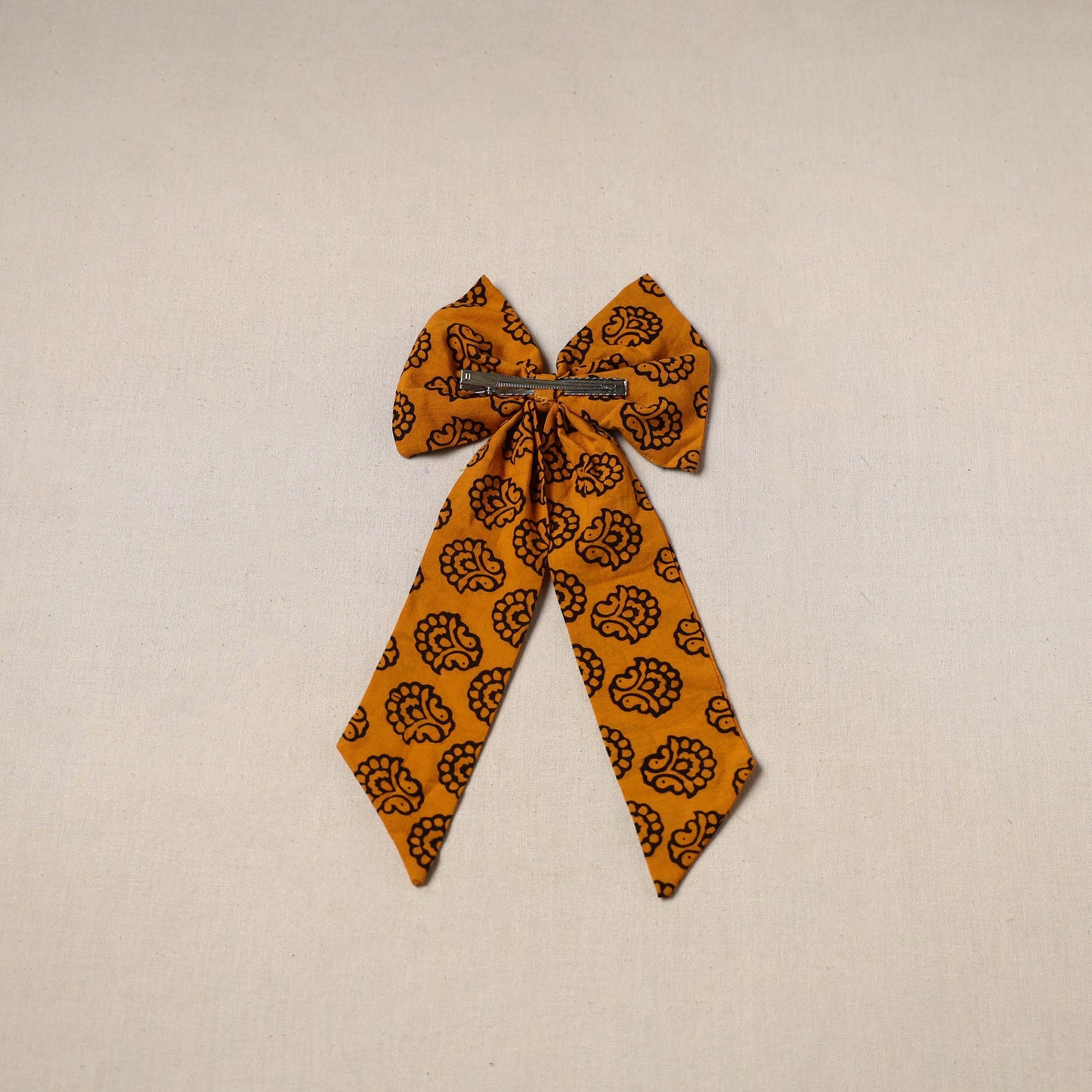 Orange - handmade women’s bow hair clip 84 - handcrafted