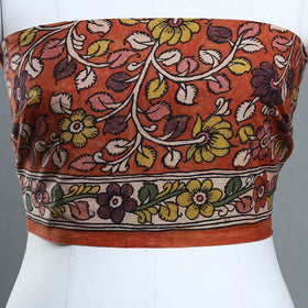 Orange - handpainted cotton kalamkari blouse piece 01