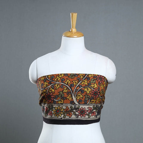 Orange - handpainted cotton kalamkari blouse piece 10