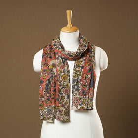  Orange Handpainted Cotton Kalamkari Stole 