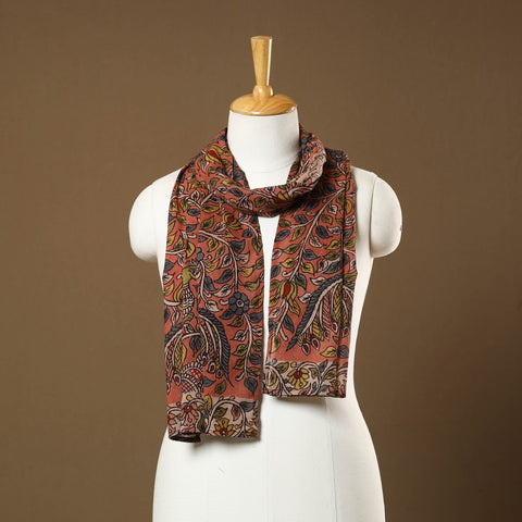  Orange Handpainted Cotton Kalamkari Stole 