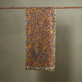 Orange Handpainted Cotton Kalamkari Stole