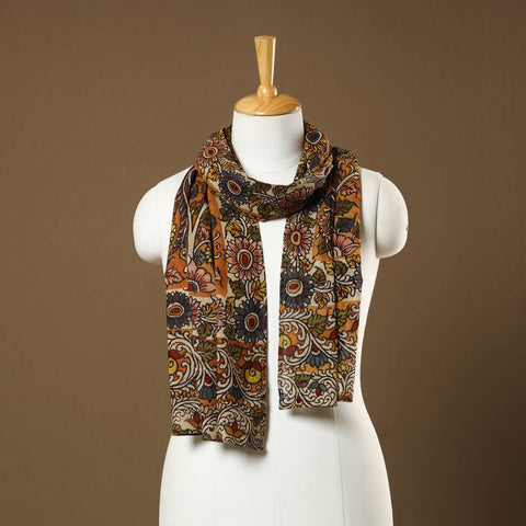  Orange Handpainted Cotton Kalamkari Stole Online