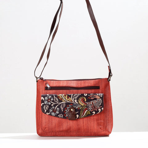  Handpainted Kalamkari Natural Dyed Ghicha Silk Sling Bag 