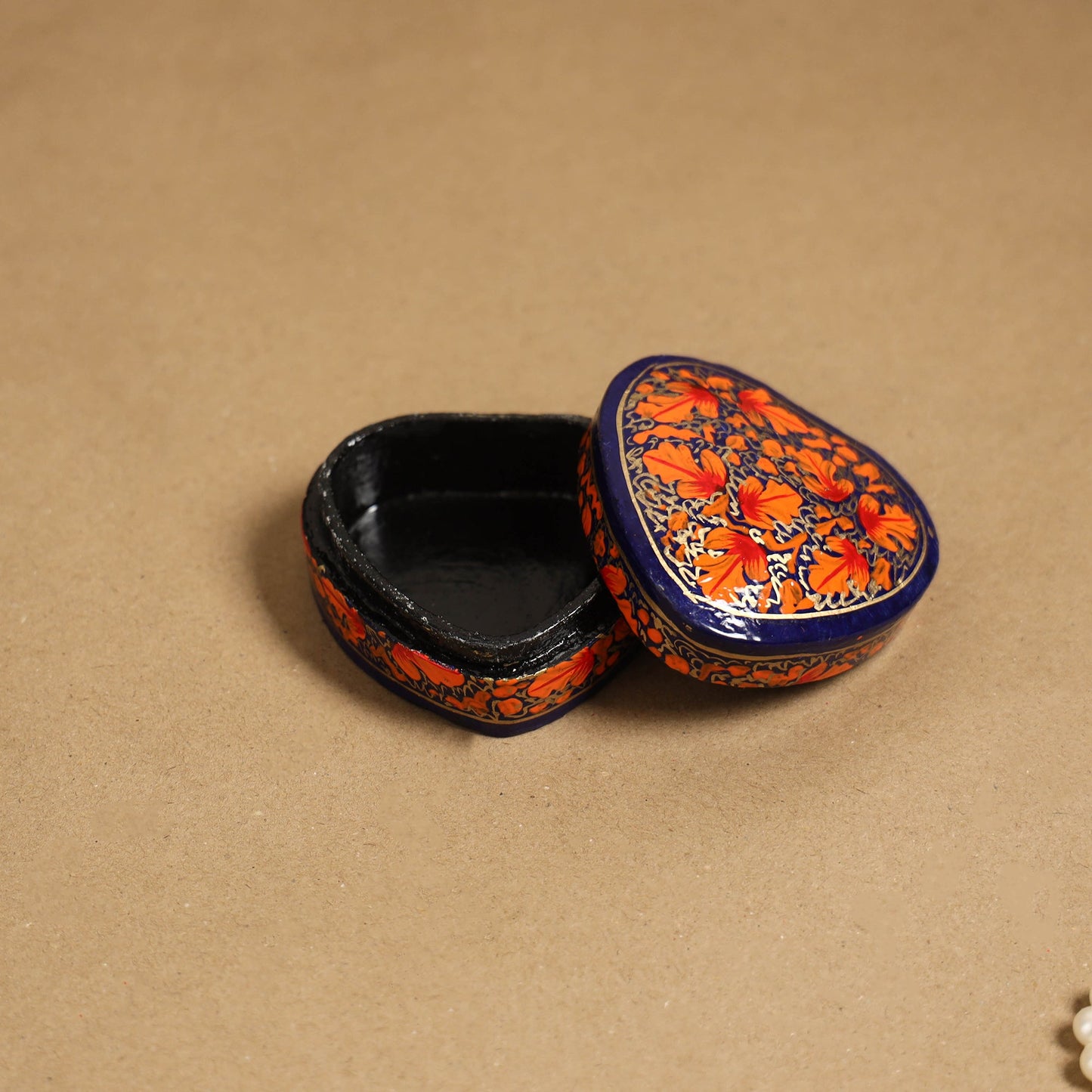 Orange - handpainted paper mache multipurpose box 17
