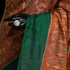 Orange - handspun handloom silk pochampally ikat saree 02