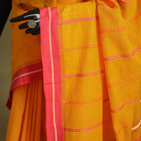 Orange - handwoven cotton begumpuri saree 04 - handcrafted