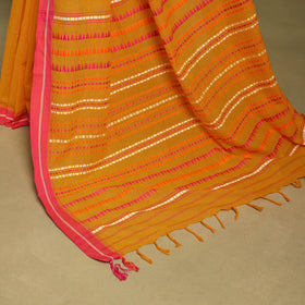 Orange - handwoven cotton begumpuri saree 04 - handcrafted