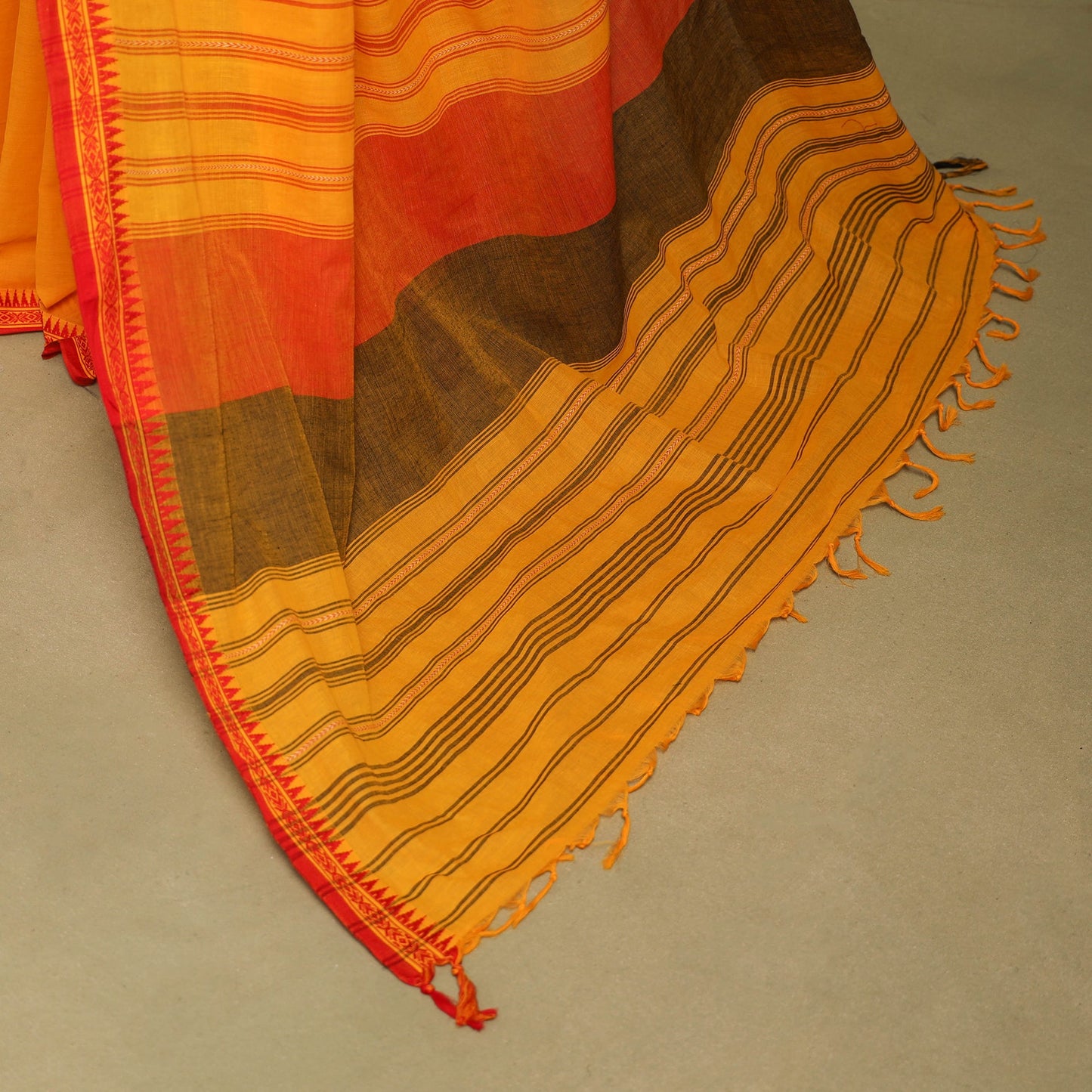 Orange - handwoven cotton begumpuri saree 25 - handcrafted