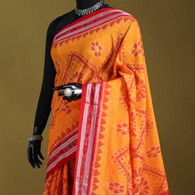 Orange - ikat handloom cotton sambalpuri saree 12