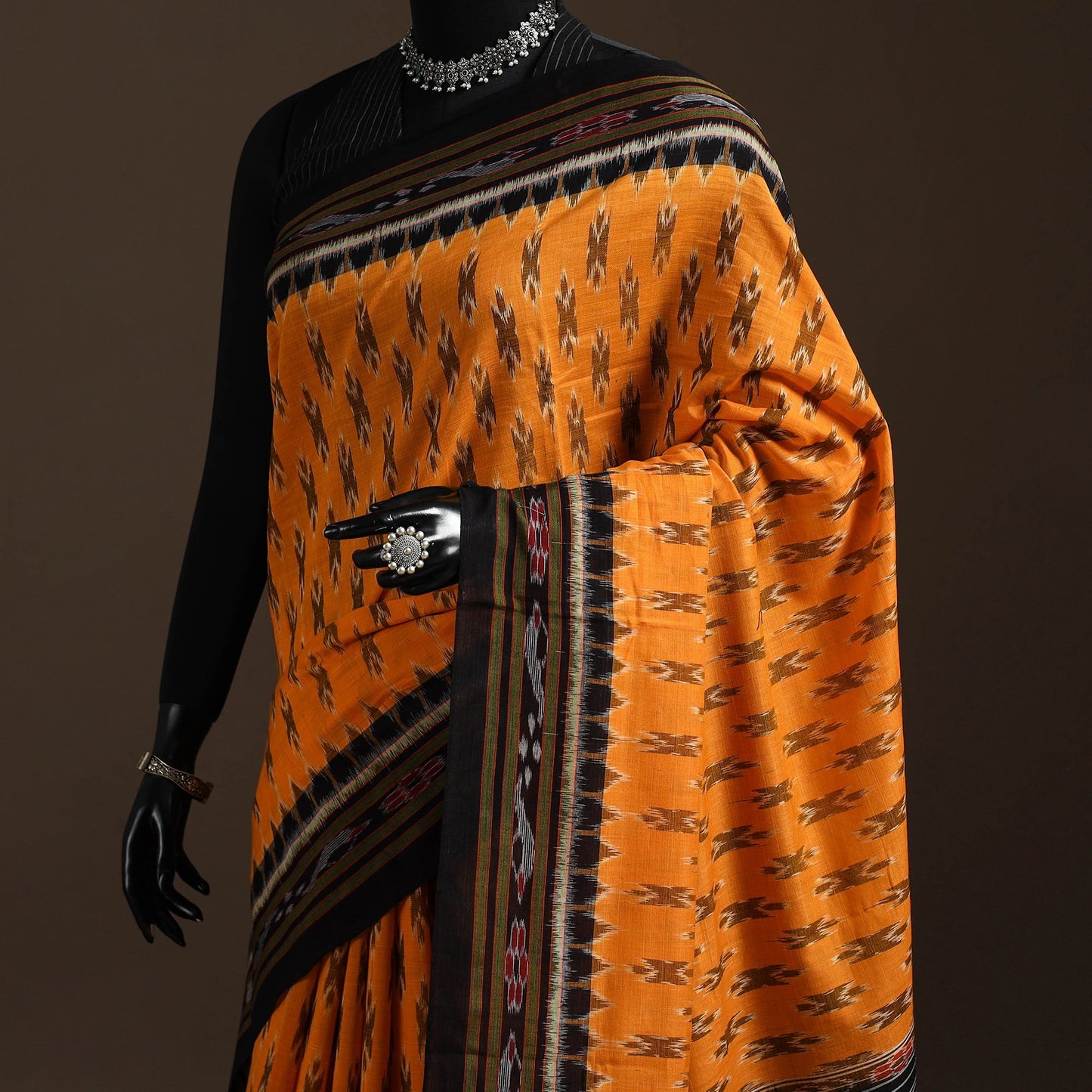 Ikat handloom cotton sambalpuri saree 14 - handcrafted