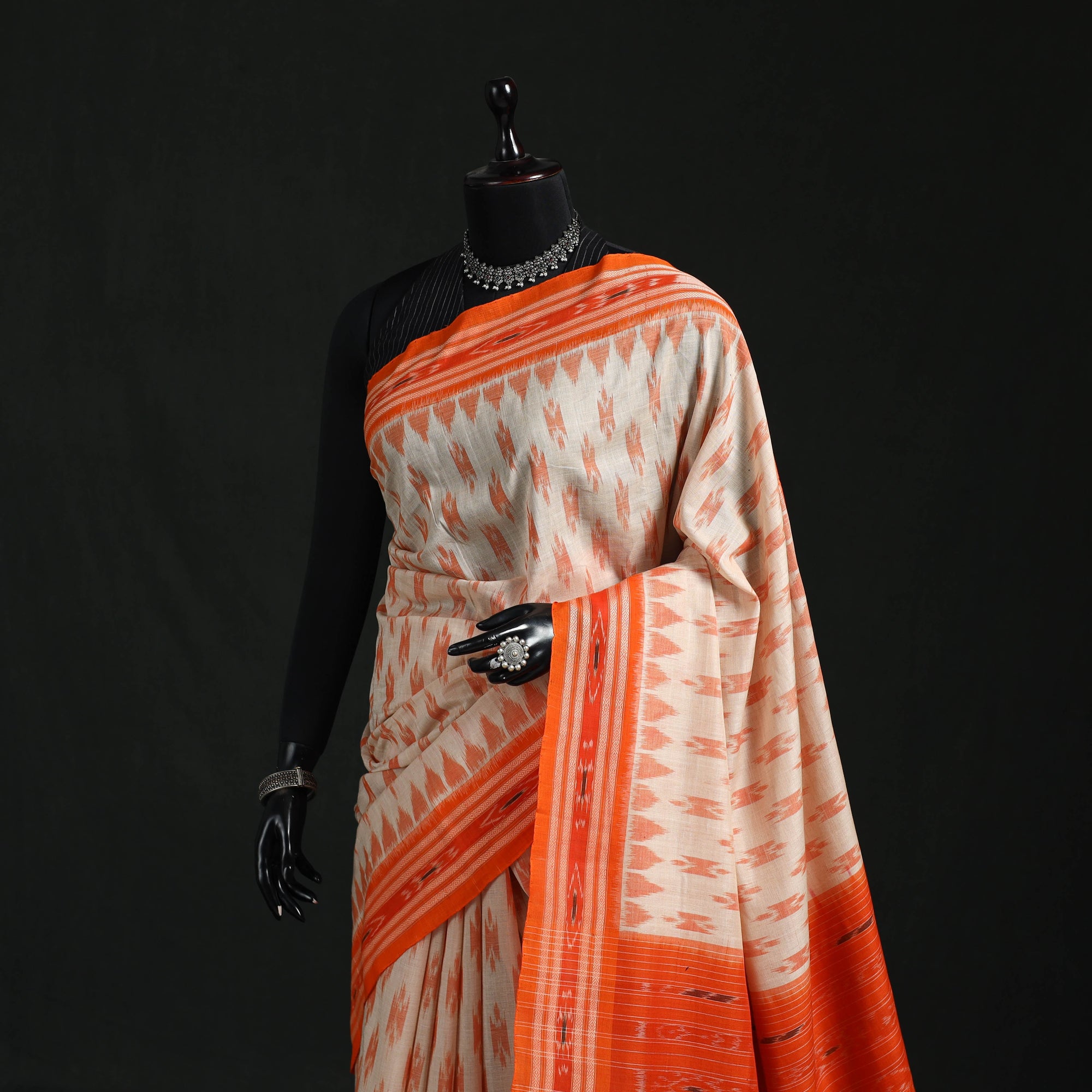 Orange Ikat Handloom Cotton Sambalpuri Saree orange-ikat-handloom-cotton-sambalpuri-saree