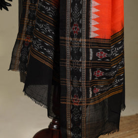 Orange - ikat weave cotton sambalpuri dupatta 30