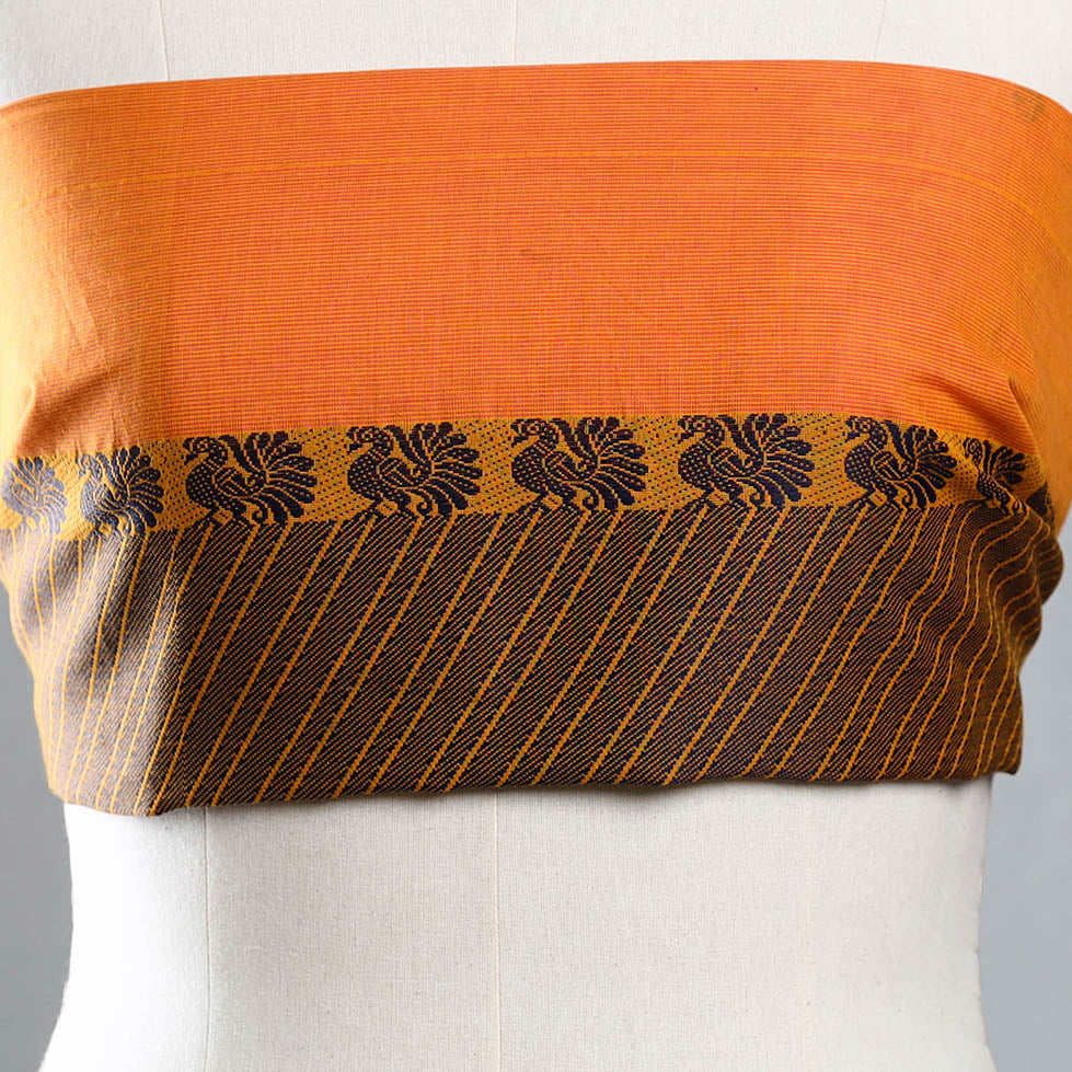 Orange - jacquard cotton blouse piece 01 - handcrafted
