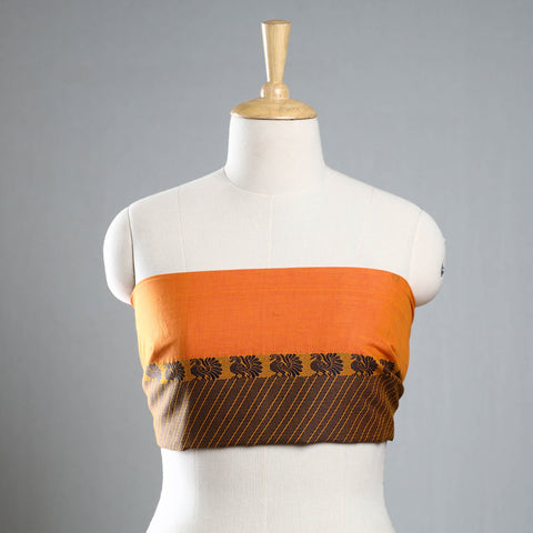 Orange - jacquard cotton blouse piece 01 - handcrafted