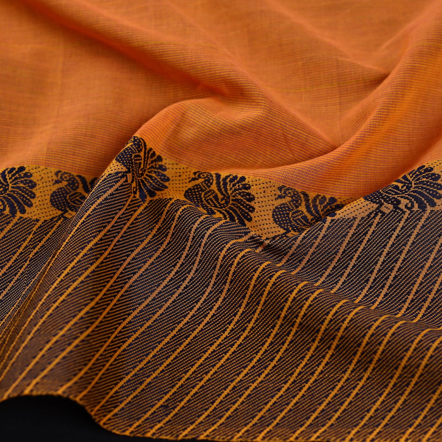 Orange - jacquard cotton blouse piece 01 - handcrafted