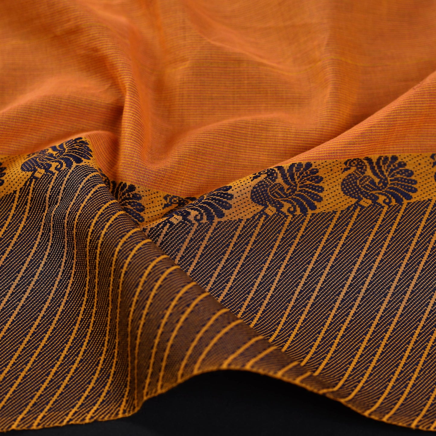 Orange - jacquard cotton blouse piece 45 - handcrafted