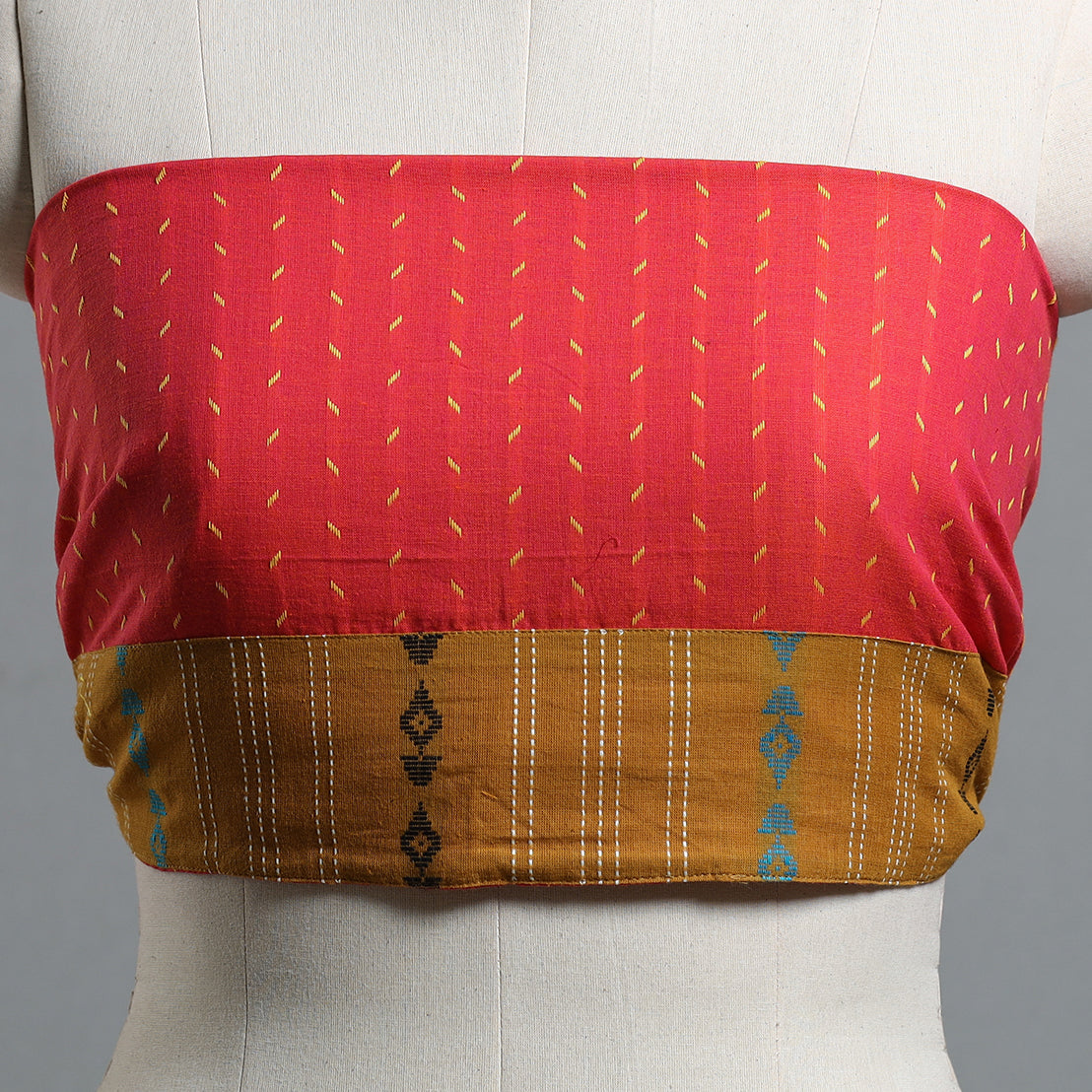 Orange - jacquard cotton blouse piece 97 - handcrafted