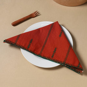  Orange Jacquard Cotton Hand Embroidery Table Napkin 08