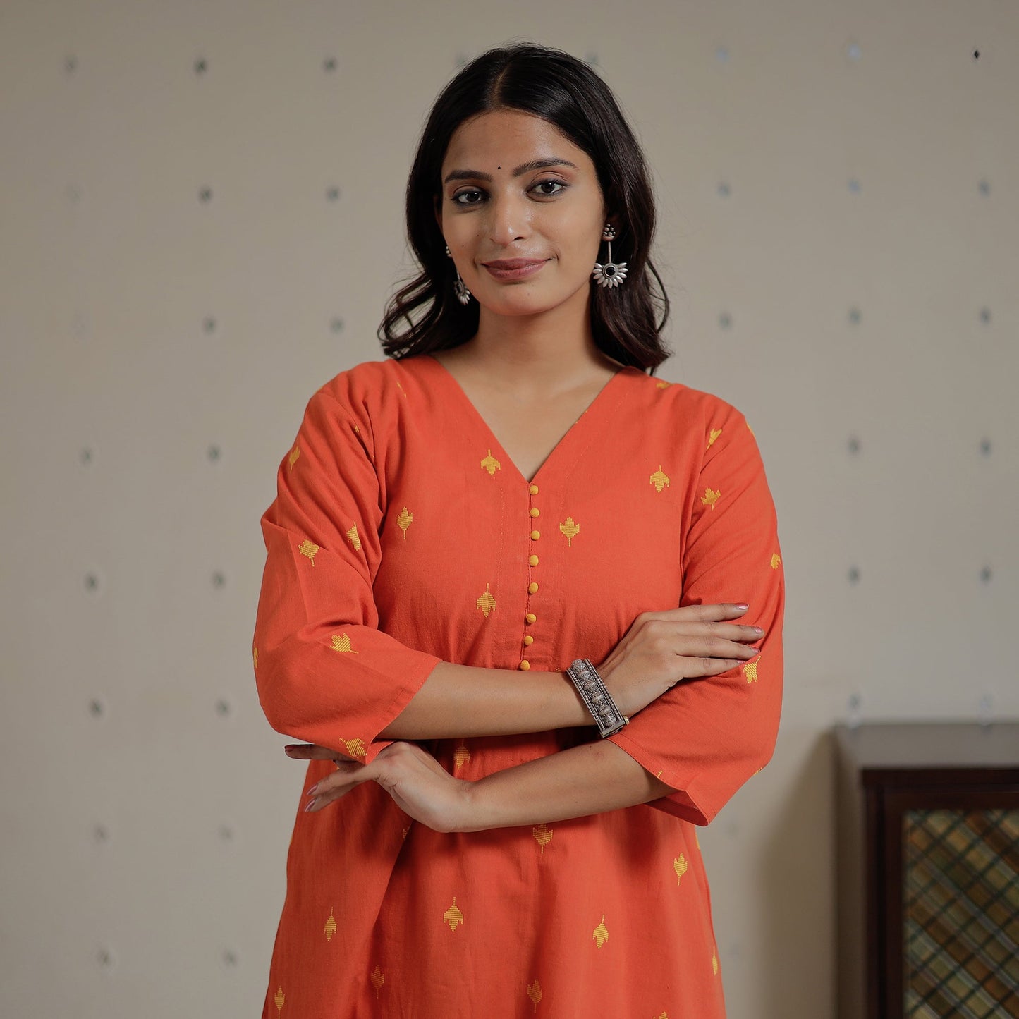 Buy Jacquard Cotton Long Kurta for Women