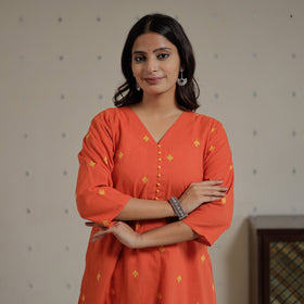 Buy Jacquard Cotton Long Kurta for Women