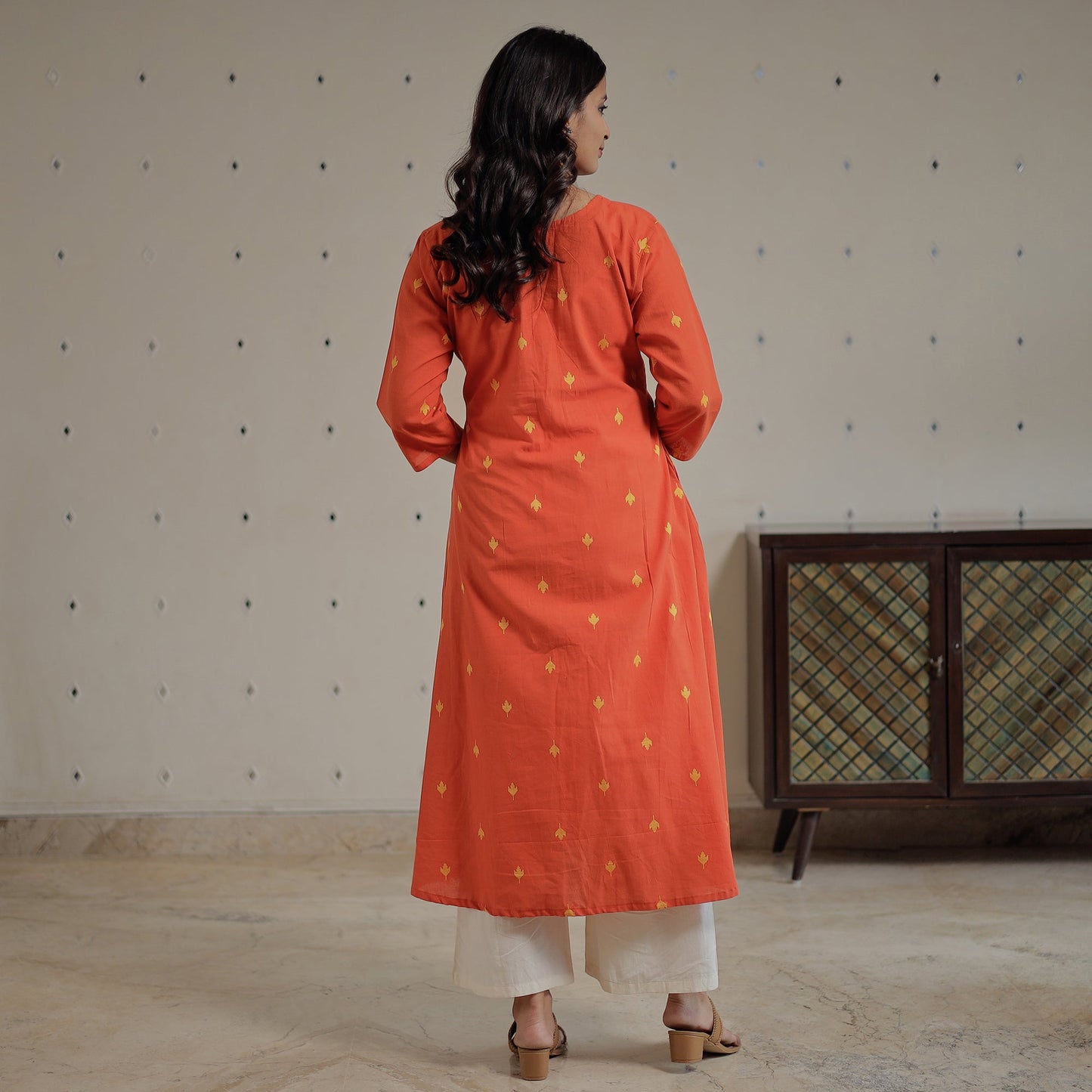 Buy Jacquard Cotton Long Kurta for Women