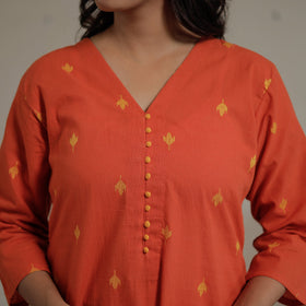 Buy Jacquard Cotton Long Kurta for Women