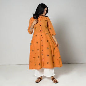 Buy Jacquard Cotton Long Kurta for Women